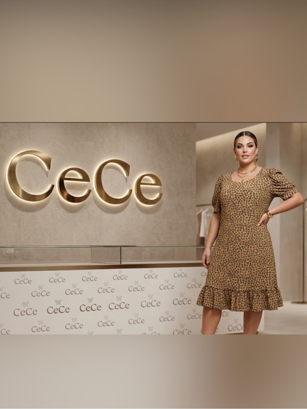 Authentic CeCe leopard print designer dress sz XL